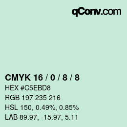 カラーコード: CMYK 16 / 0 / 8 / 8 | qconv.com