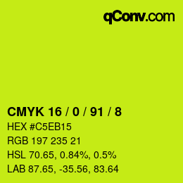 Color code: CMYK 16 / 0 / 91 / 8 | qconv.com