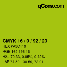 Color code: CMYK 16 / 0 / 92 / 23 | qconv.com
