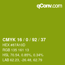 颜色代码: CMYK 16 / 0 / 92 / 37 | qconv.com