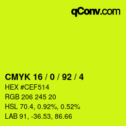 Color code: CMYK 16 / 0 / 92 / 4 | qconv.com