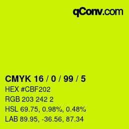 Color code: CMYK 16 / 0 / 99 / 5 | qconv.com