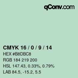 カラーコード: CMYK 16 / 0 / 9 / 14 | qconv.com