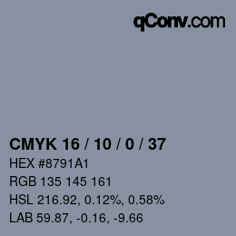 カラーコード: CMYK 16 / 10 / 0 / 37 | qconv.com
