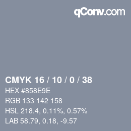 Color code: CMYK 16 / 10 / 0 / 38 | qconv.com