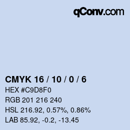 カラーコード: CMYK 16 / 10 / 0 / 6 | qconv.com