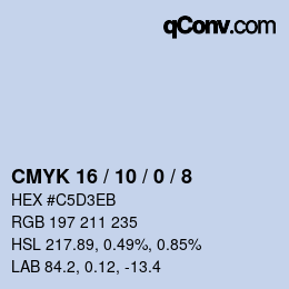 カラーコード: CMYK 16 / 10 / 0 / 8 | qconv.com