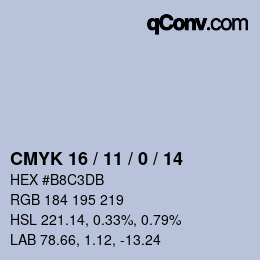 カラーコード: CMYK 16 / 11 / 0 / 14 | qconv.com