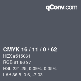 Color code: CMYK 16 / 11 / 0 / 62 | qconv.com