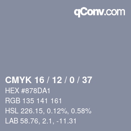 Código de color: CMYK 16 / 12 / 0 / 37 | qconv.com