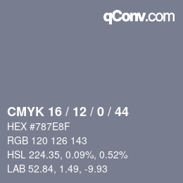 Color code: CMYK 16 / 12 / 0 / 44 | qconv.com