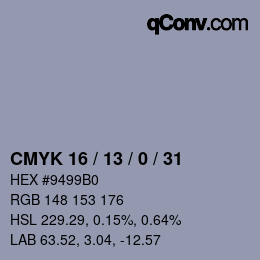 Color code: CMYK 16 / 13 / 0 / 31 | qconv.com