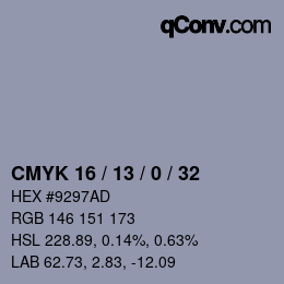 Color code: CMYK 16 / 13 / 0 / 32 | qconv.com