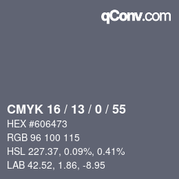 Color code: CMYK 16 / 13 / 0 / 55 | qconv.com