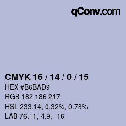 Color code: CMYK 16 / 14 / 0 / 15 | qconv.com