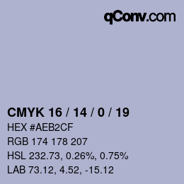 Color code: CMYK 16 / 14 / 0 / 19 | qconv.com