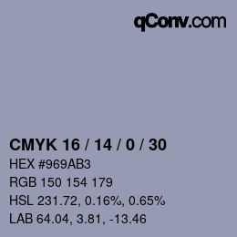 颜色代码: CMYK 16 / 14 / 0 / 30 | qconv.com