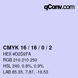 Color code: CMYK 16 / 16 / 0 / 2 | qconv.com