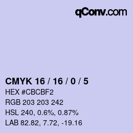Color code: CMYK 16 / 16 / 0 / 5 | qconv.com