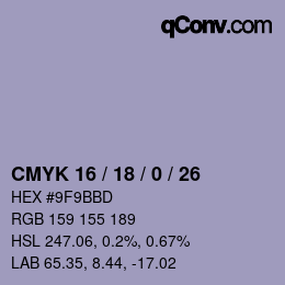 颜色代码: CMYK 16 / 18 / 0 / 26 | qconv.com