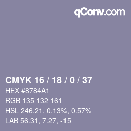 Farbcode: CMYK 16 / 18 / 0 / 37 | qconv.com