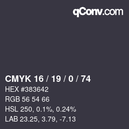 カラーコード: CMYK 16 / 19 / 0 / 74 | qconv.com