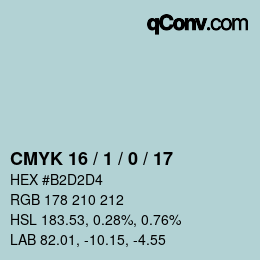 Farbcode: CMYK 16 / 1 / 0 / 17 | qconv.com
