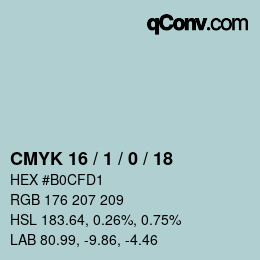 Color code: CMYK 16 / 1 / 0 / 18 | qconv.com