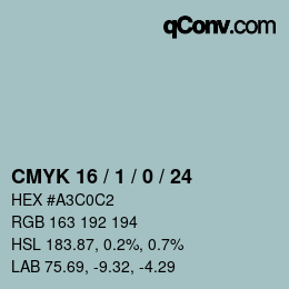 カラーコード: CMYK 16 / 1 / 0 / 24 | qconv.com
