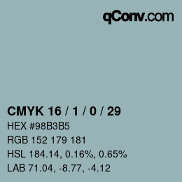 颜色代码: CMYK 16 / 1 / 0 / 29 | qconv.com