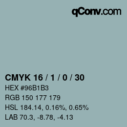 颜色代码: CMYK 16 / 1 / 0 / 30 | qconv.com