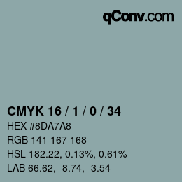 Color code: CMYK 16 / 1 / 0 / 34 | qconv.com