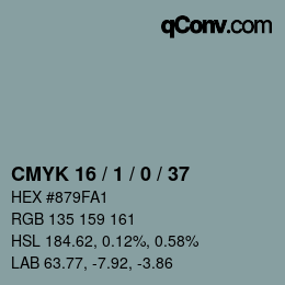 颜色代码: CMYK 16 / 1 / 0 / 37 | qconv.com