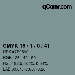 颜色代码: CMYK 16 / 1 / 0 / 41 | qconv.com