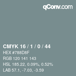 カラーコード: CMYK 16 / 1 / 0 / 44 | qconv.com