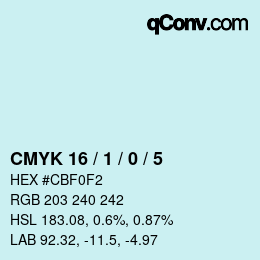 カラーコード: CMYK 16 / 1 / 0 / 5 | qconv.com