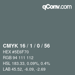颜色代码: CMYK 16 / 1 / 0 / 56 | qconv.com
