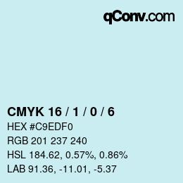 カラーコード: CMYK 16 / 1 / 0 / 6 | qconv.com