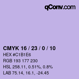 颜色代码: CMYK 16 / 23 / 0 / 10 | qconv.com