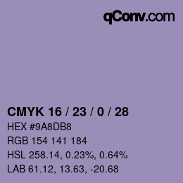 Color code: CMYK 16 / 23 / 0 / 28 | qconv.com