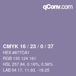 颜色代码: CMYK 16 / 23 / 0 / 37 | qconv.com