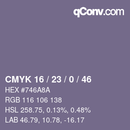 Color code: CMYK 16 / 23 / 0 / 46 | qconv.com