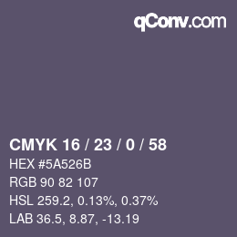Color code: CMYK 16 / 23 / 0 / 58 | qconv.com