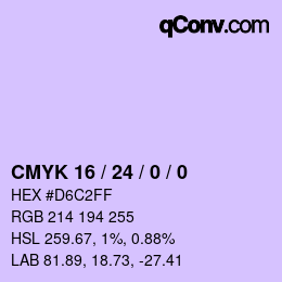 カラーコード: CMYK 16 / 24 / 0 / 0 | qconv.com