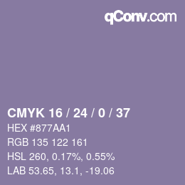颜色代码: CMYK 16 / 24 / 0 / 37 | qconv.com
