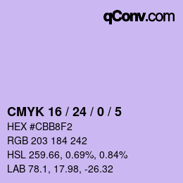 カラーコード: CMYK 16 / 24 / 0 / 5 | qconv.com