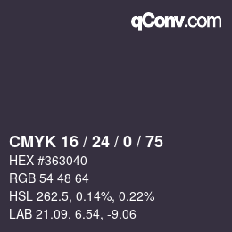カラーコード: CMYK 16 / 24 / 0 / 75 | qconv.com