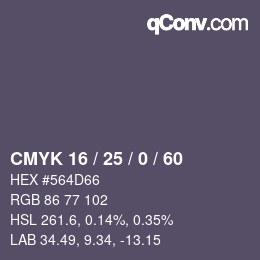 Color code: CMYK 16 / 25 / 0 / 60 | qconv.com