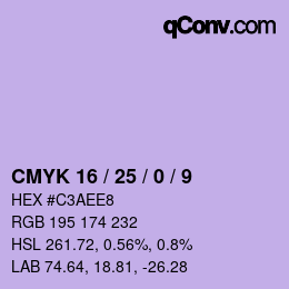 カラーコード: CMYK 16 / 25 / 0 / 9 | qconv.com