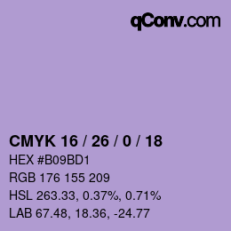 Color code: CMYK 16 / 26 / 0 / 18 | qconv.com